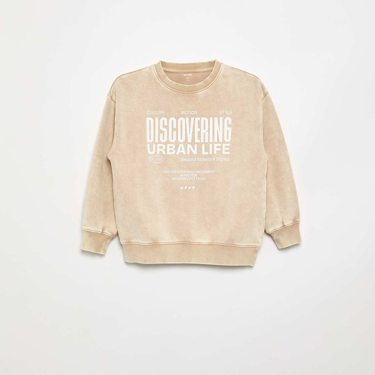Sweat imprimé en French Terry BEIGE