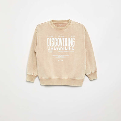 Sweat imprimé en French Terry BEIGE