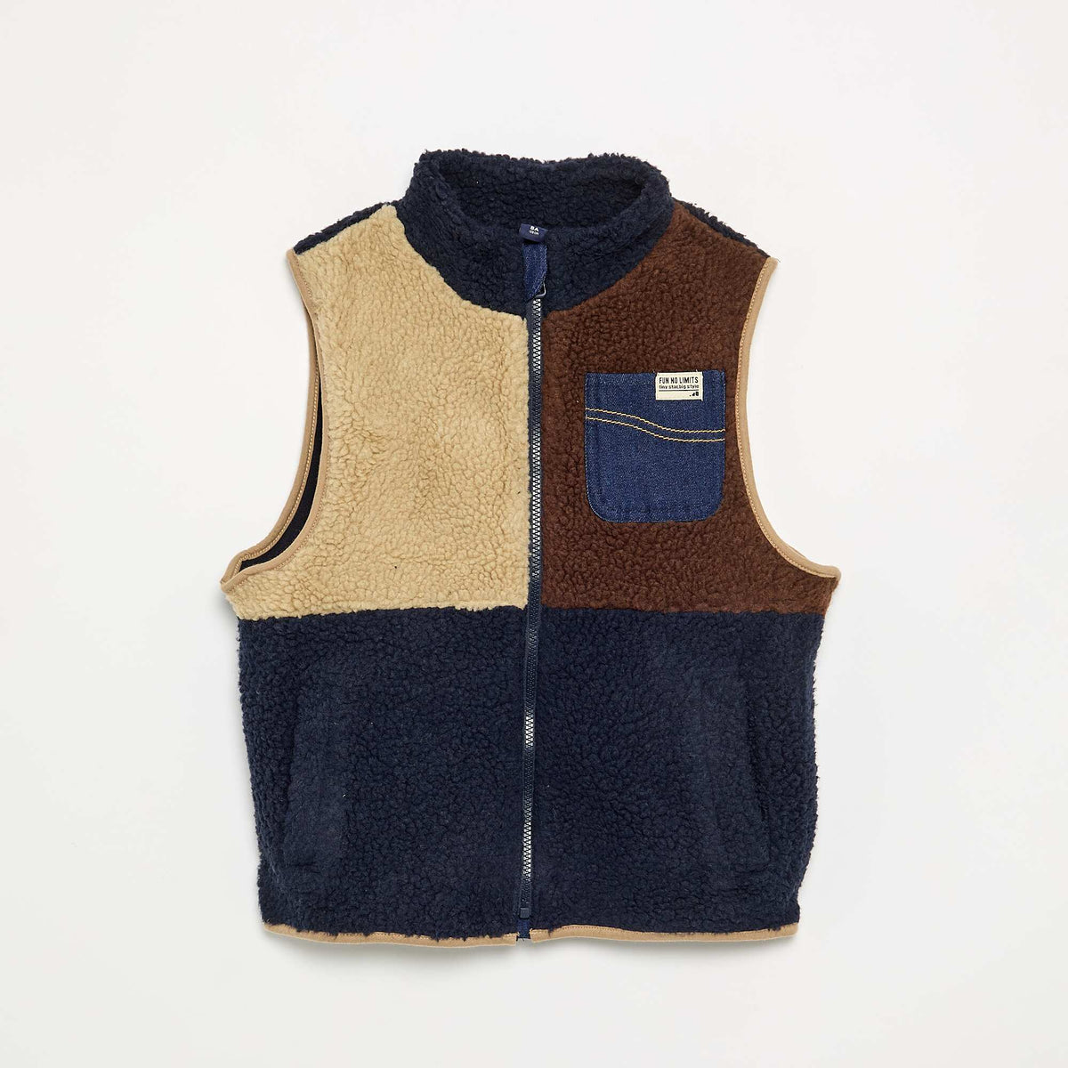 Gilet effet moutonnée sans manches MARRON