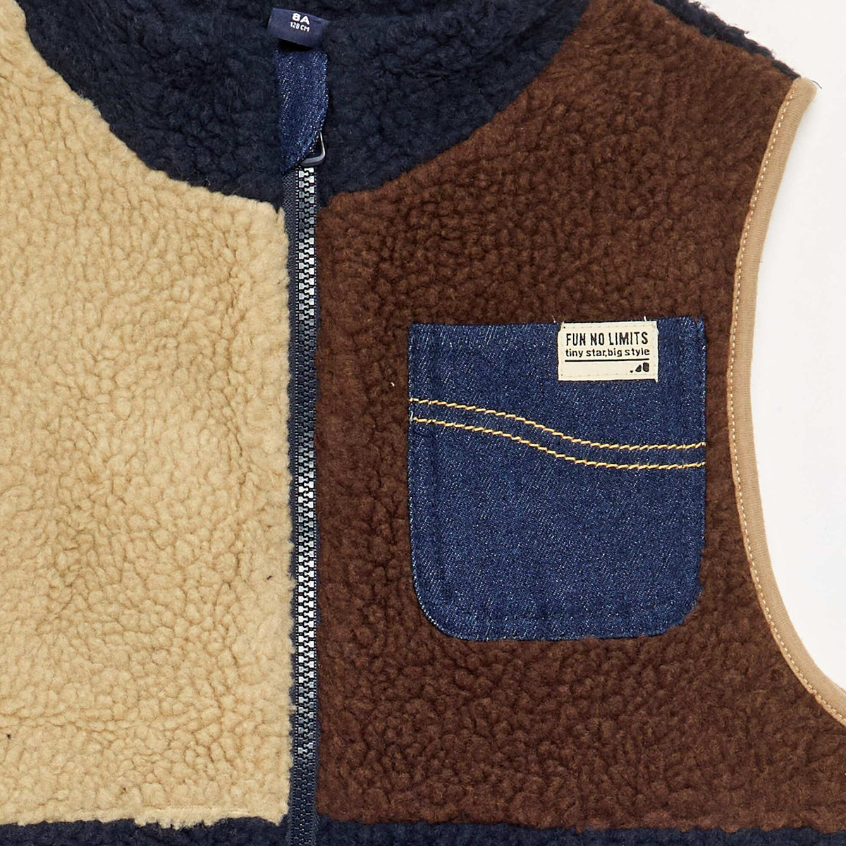 Gilet effet moutonnée sans manches MARRON