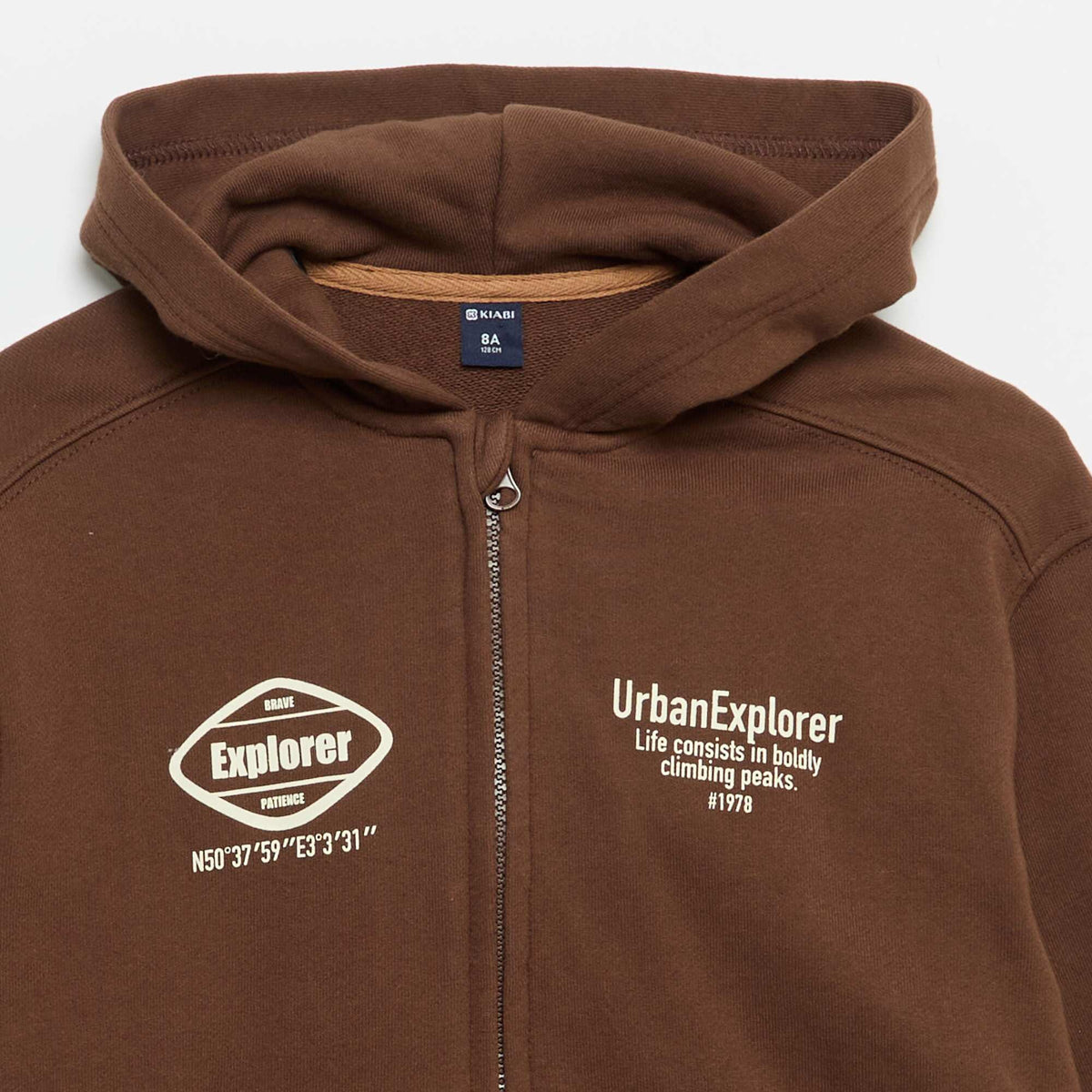 Sweat à capuche zippé MARRON