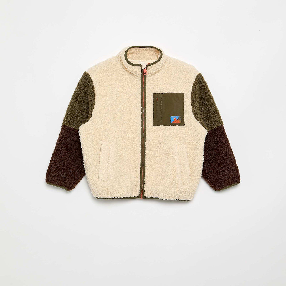 Sweat moutonné zippé à col montant BEIGE