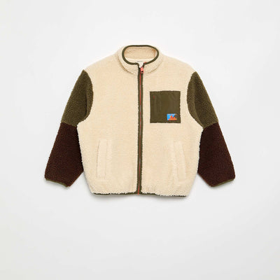 Sweat moutonné zippé à col montant BEIGE