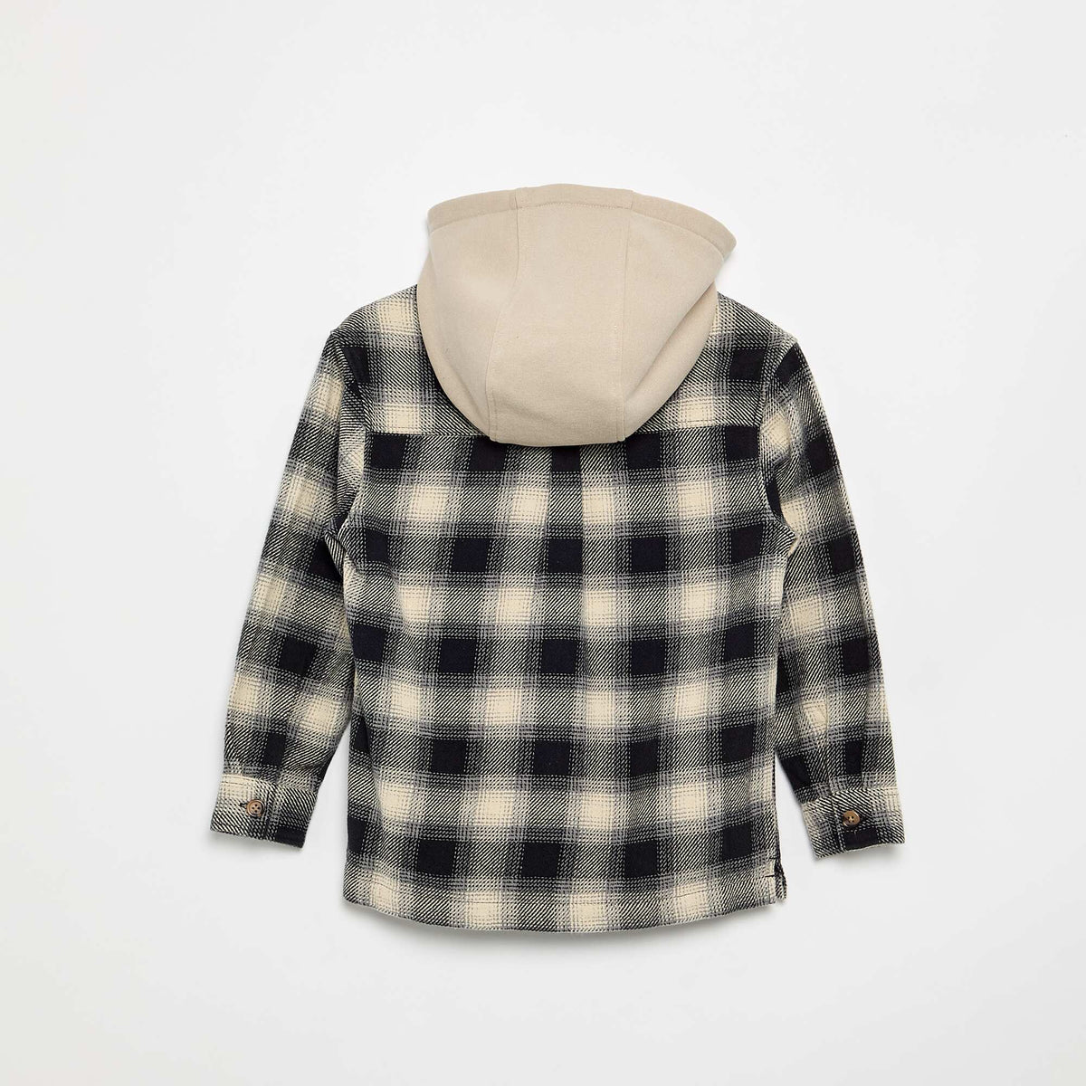 Chemise à carreau en flanelle à capuche BLANC