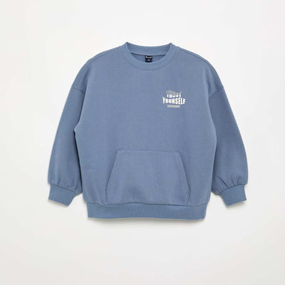 Sweat imprimé à manches longues BLEU