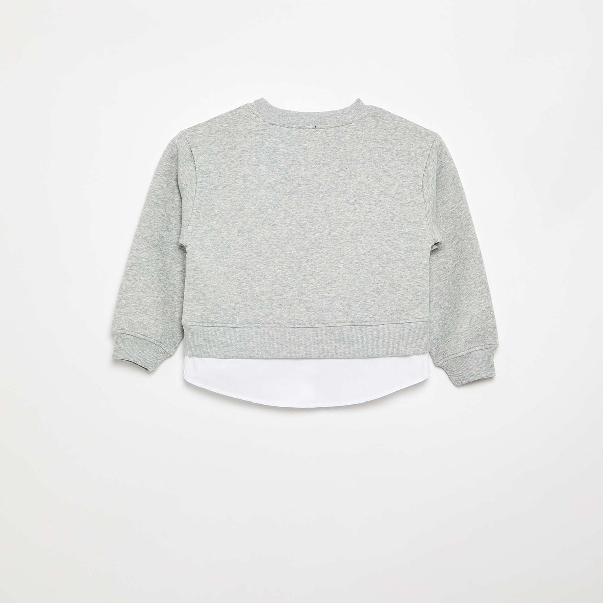Sweat avec bas de chemise intégré et broderie poitrine GRIS