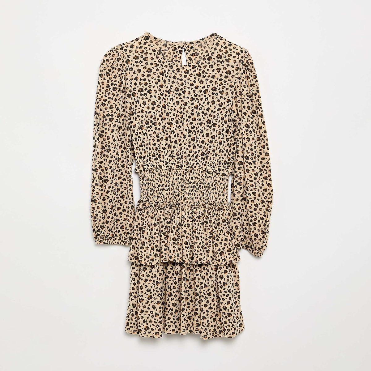 Robe imprimée avec volants BEIGE