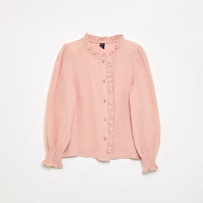 Chemisier avec col volanté ROSE