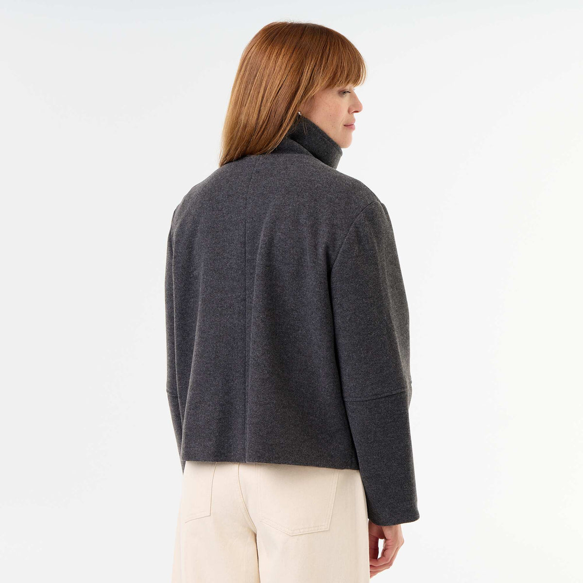 Manteau court effet lainage GRIS