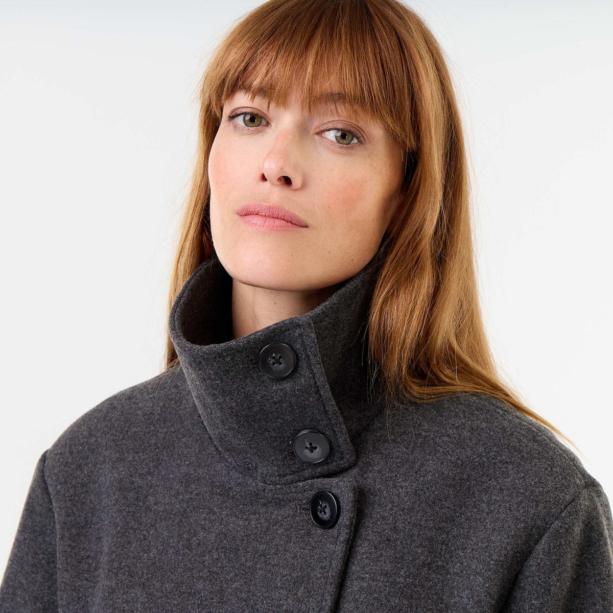 Manteau court effet lainage GRIS