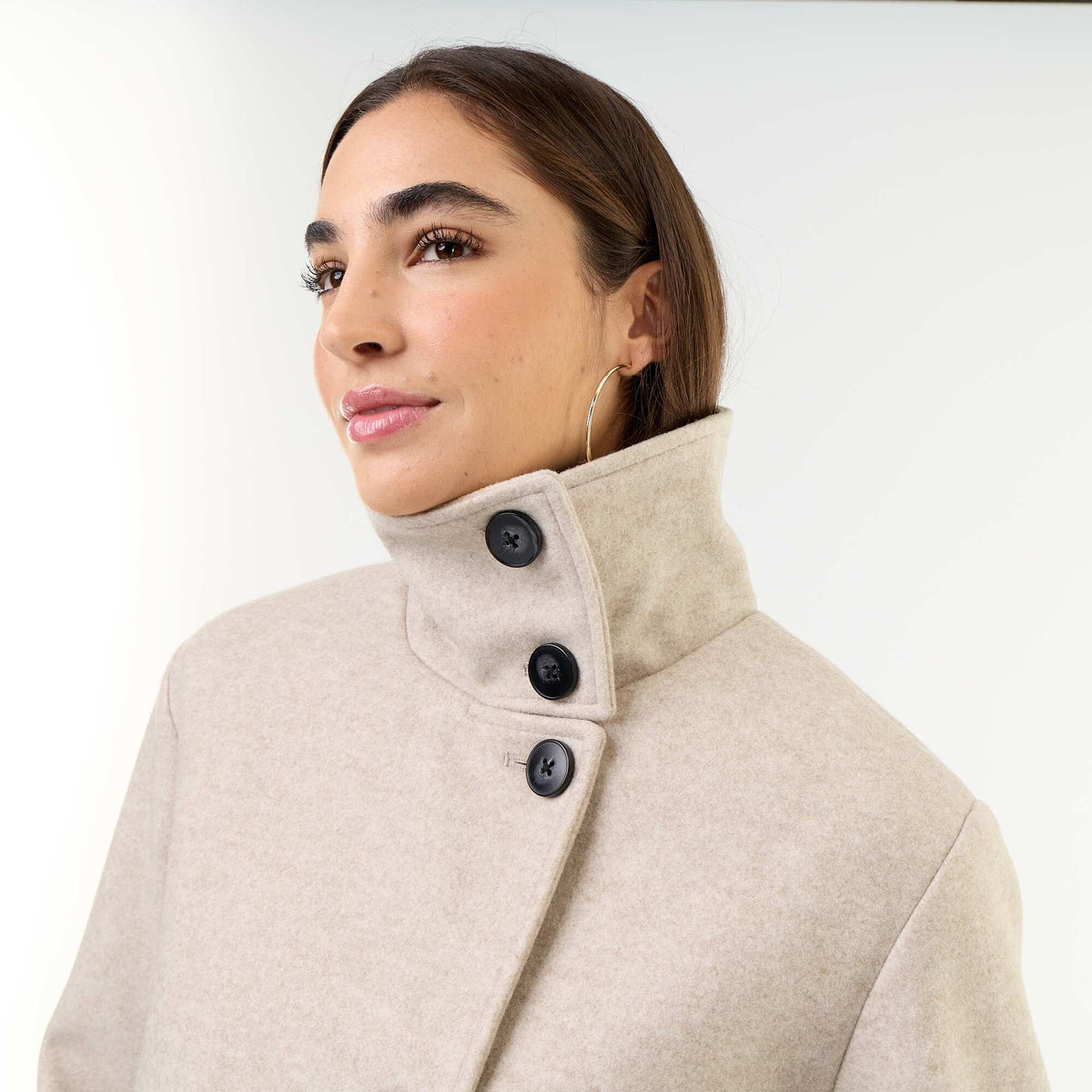 Manteau court effet lainage BEIGE