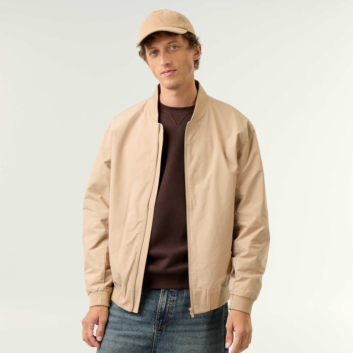 Blouson léger uni zippé BEIGE