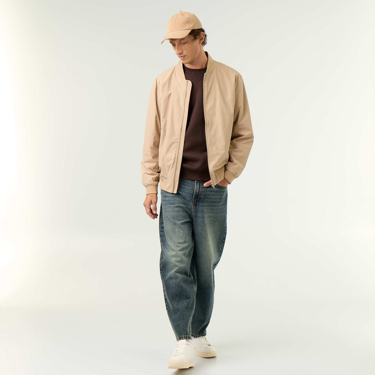 Blouson léger uni zippé BEIGE
