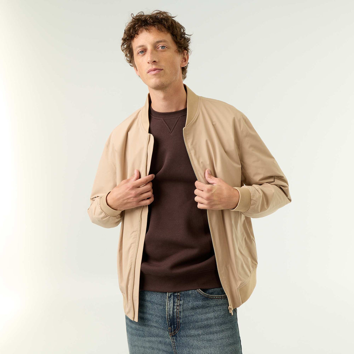 Blouson léger uni zippé BEIGE