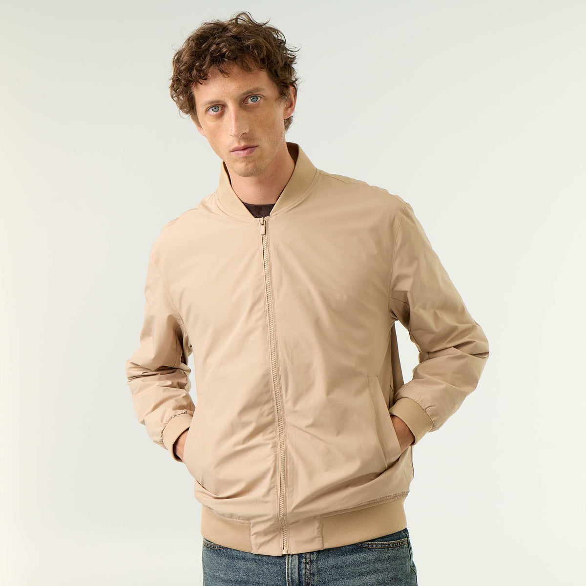 Blouson léger uni zippé BEIGE