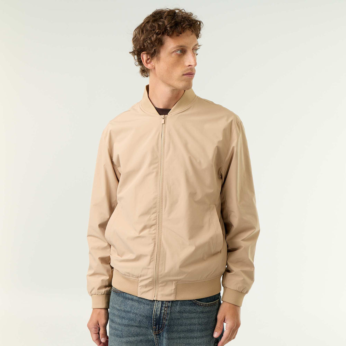 Blouson léger uni zippé BEIGE