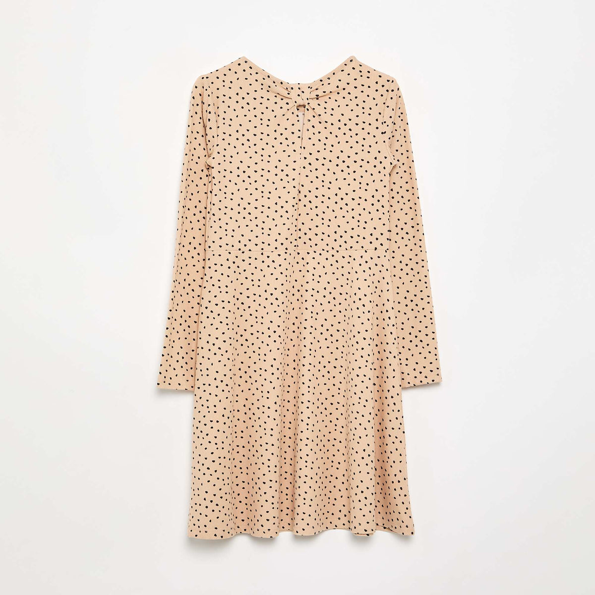 Robe imprimée à manches longues BEIGE