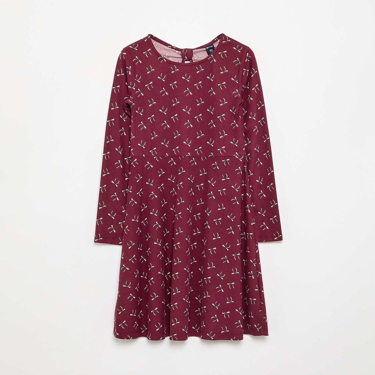 Robe imprimée à manches longues ROUGE