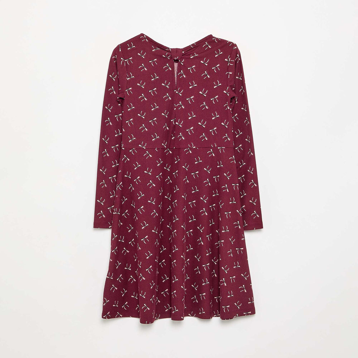 Robe imprimée à manches longues ROUGE
