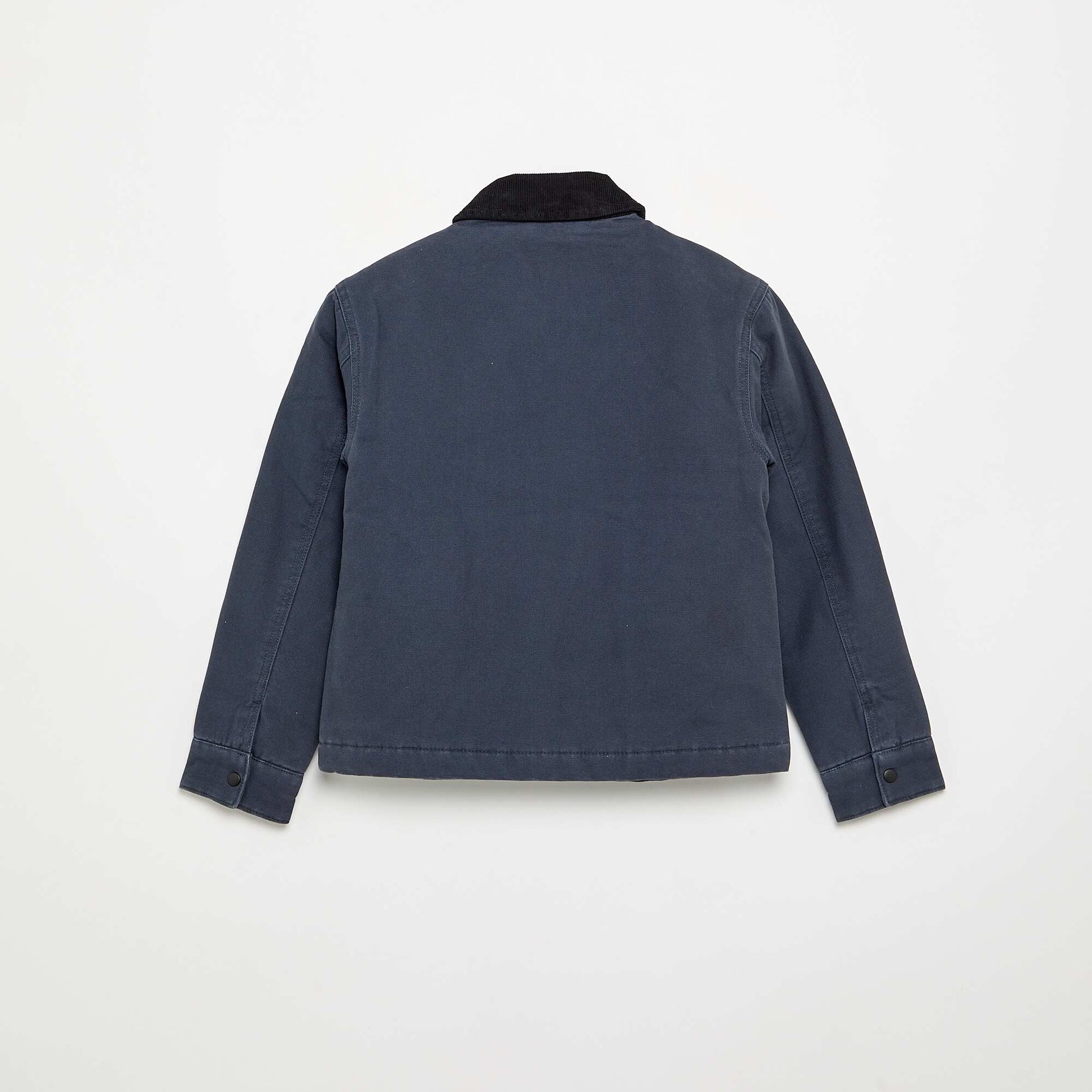 Blouson court avec col en velours contrasté BLEU