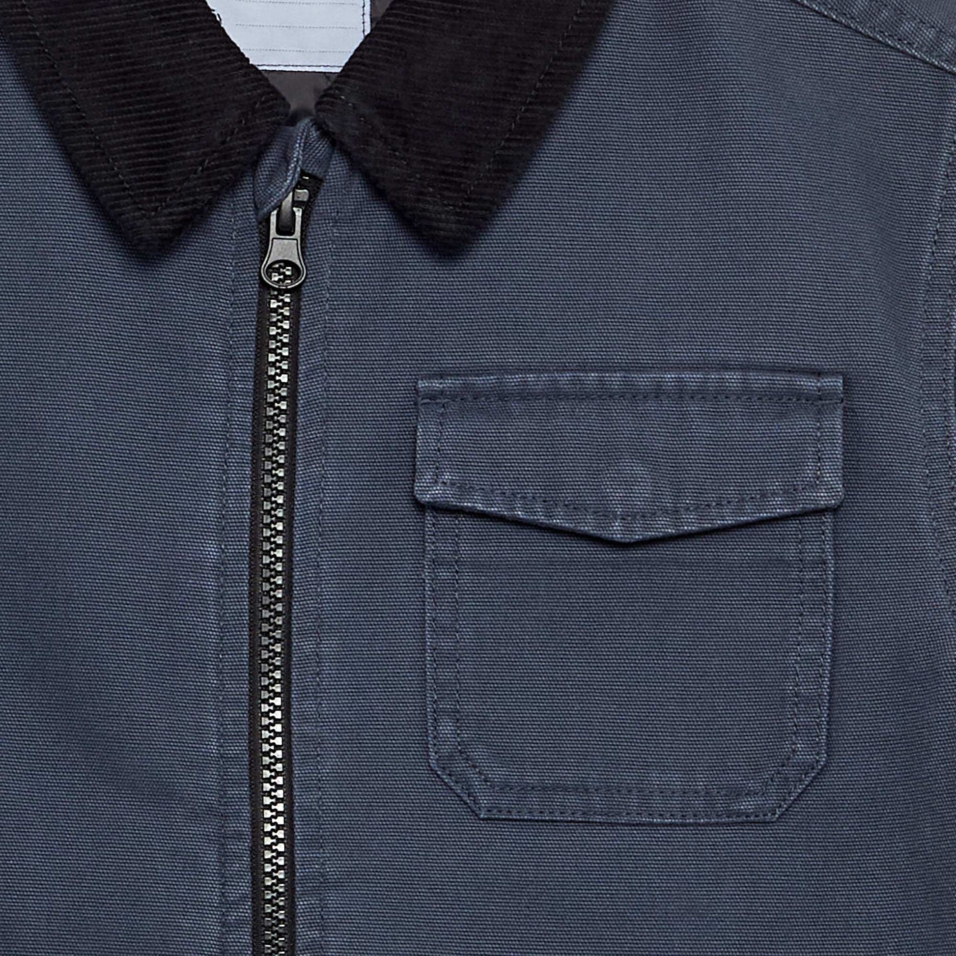 Blouson court avec col en velours contrasté BLEU
