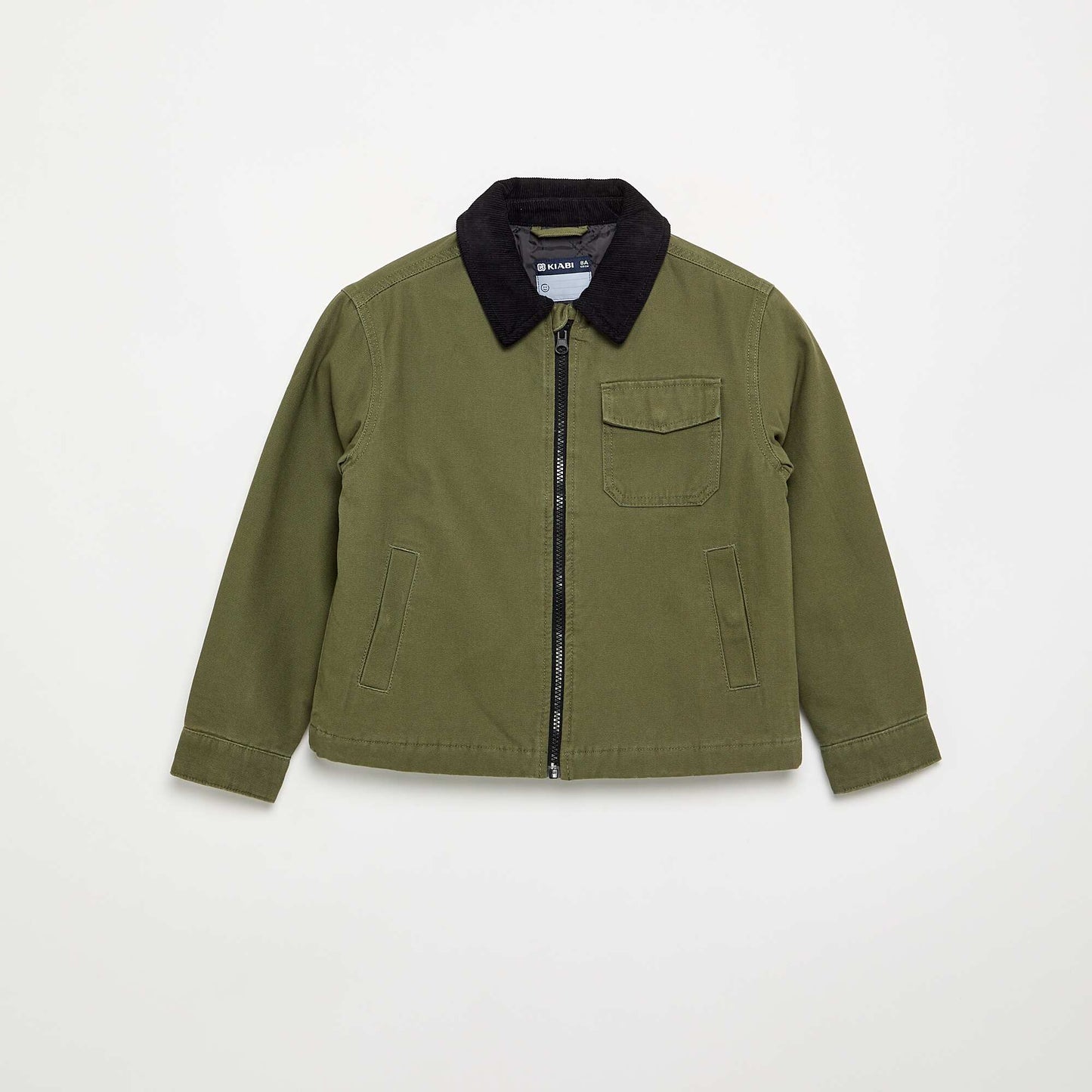 Blouson court avec col en velours contrasté VERT