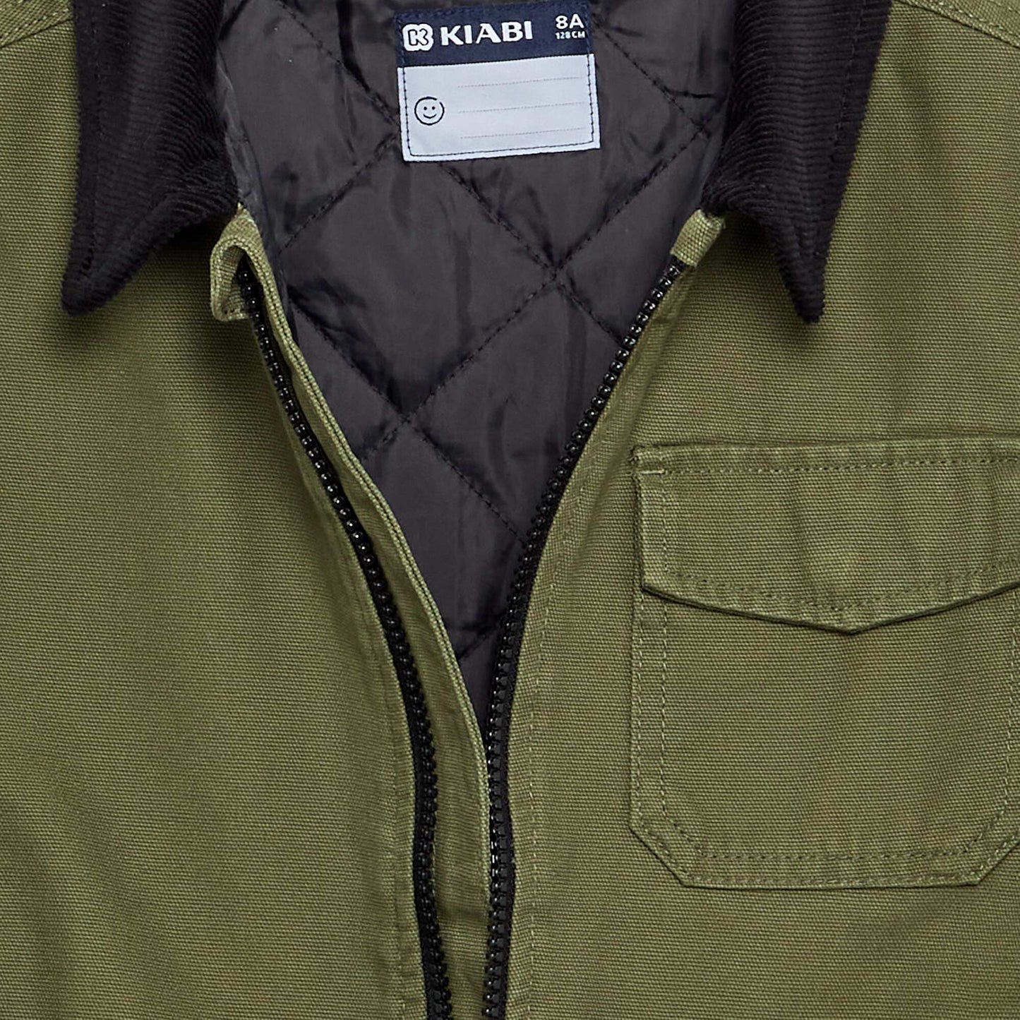 Blouson court avec col en velours contrasté VERT