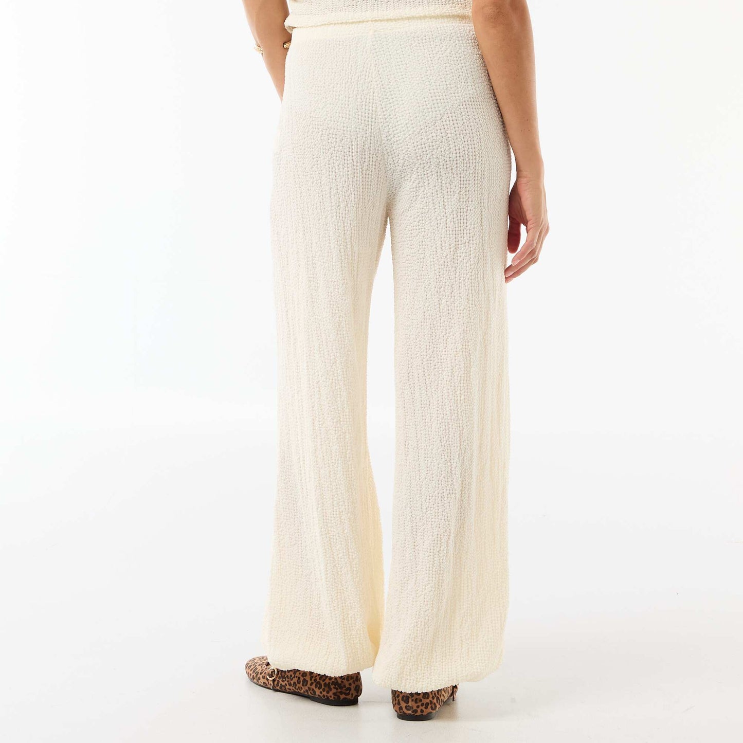 Pantalon balloon en maille crinkle BLANC