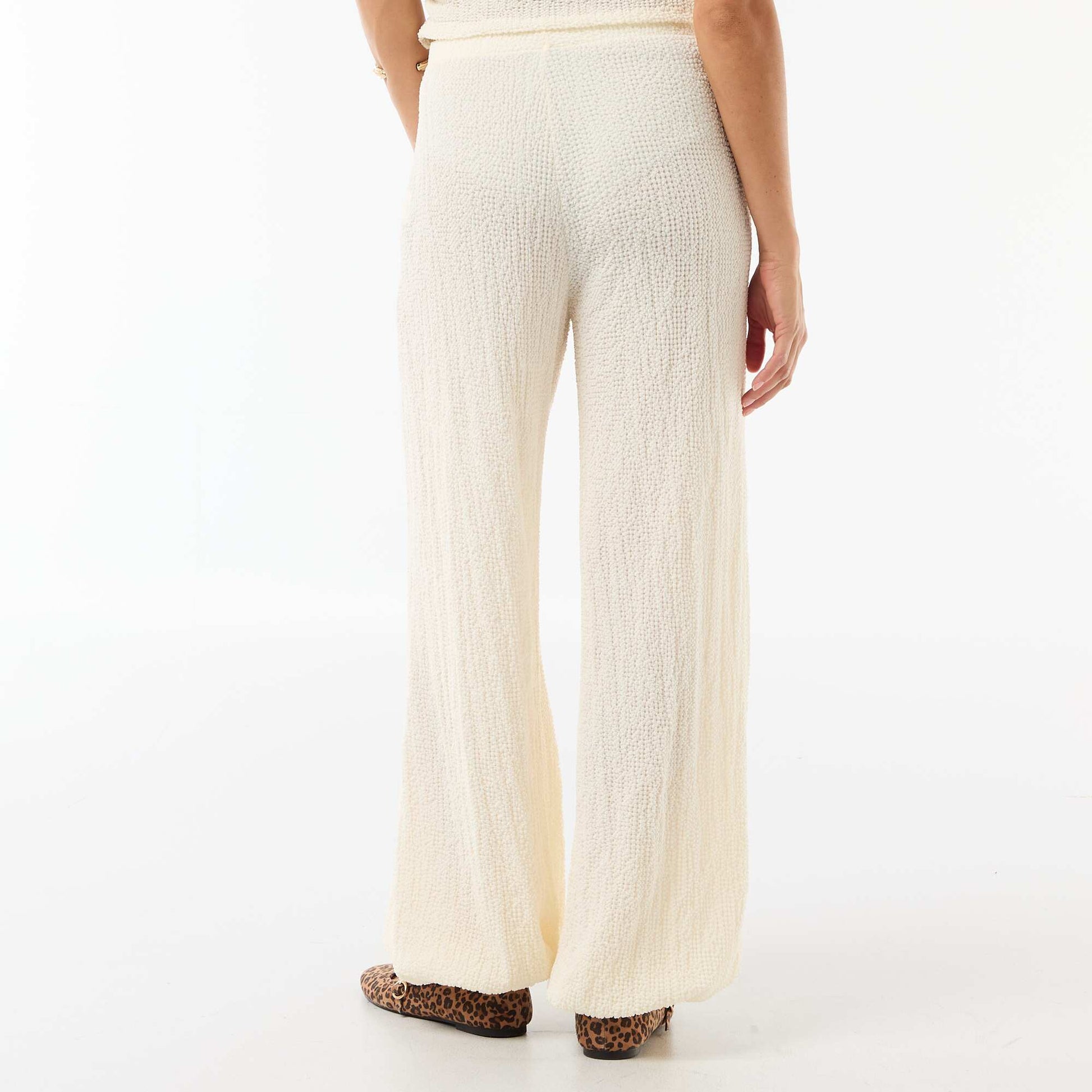 Pantalon balloon en maille crinkle BLANC