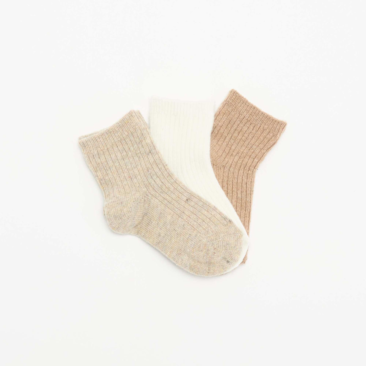 Lot de 3 paires de chaussettes en maille côtelée BEIGE