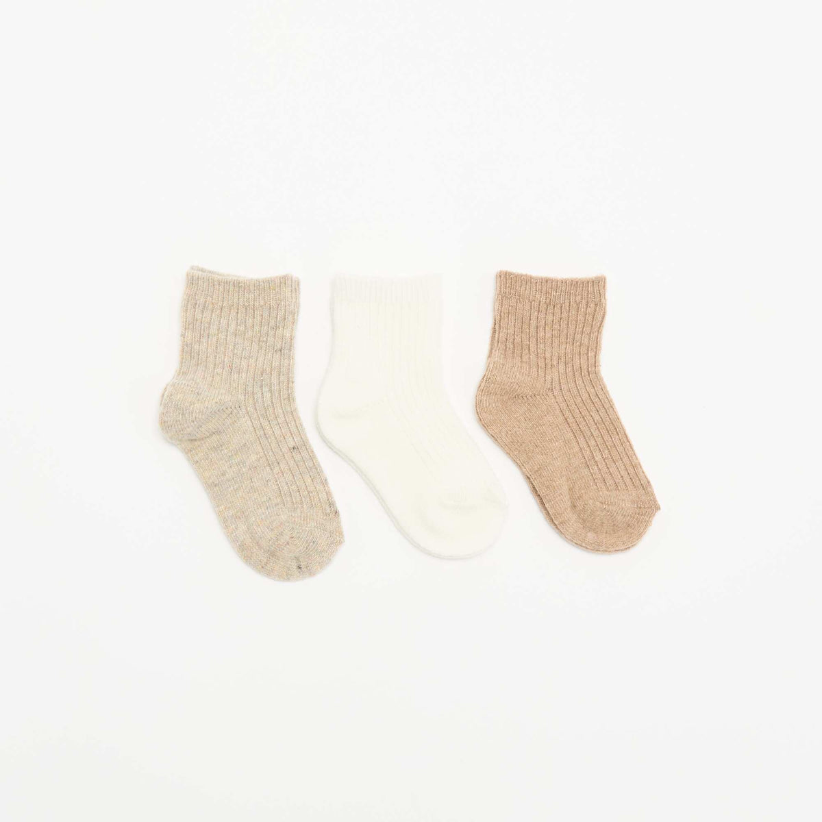 Lot de 3 paires de chaussettes en maille côtelée BEIGE