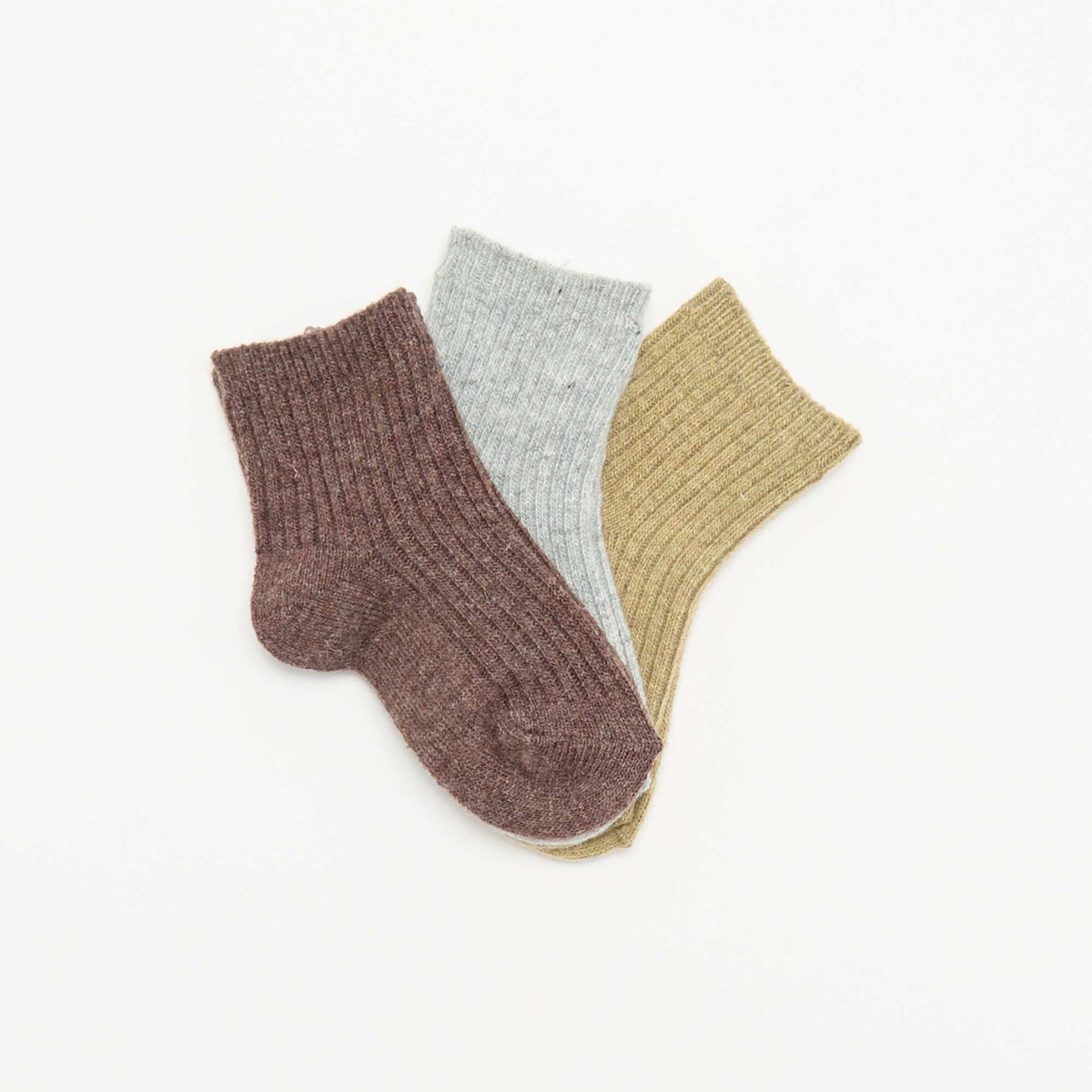 Lot de 3 paires de chaussettes en maille côtelée MARRON