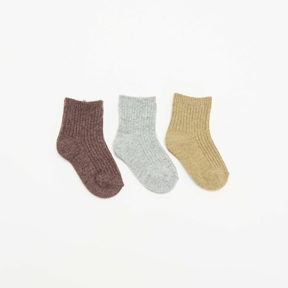 Lot de 3 paires de chaussettes en maille côtelée MARRON