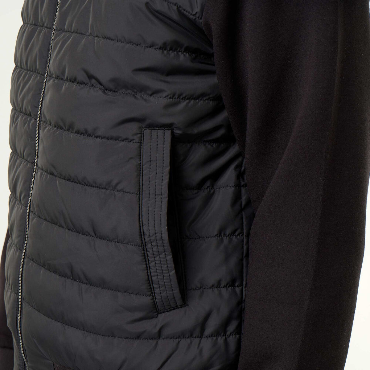 Blouson à capuche zippé bi-matière NOIR