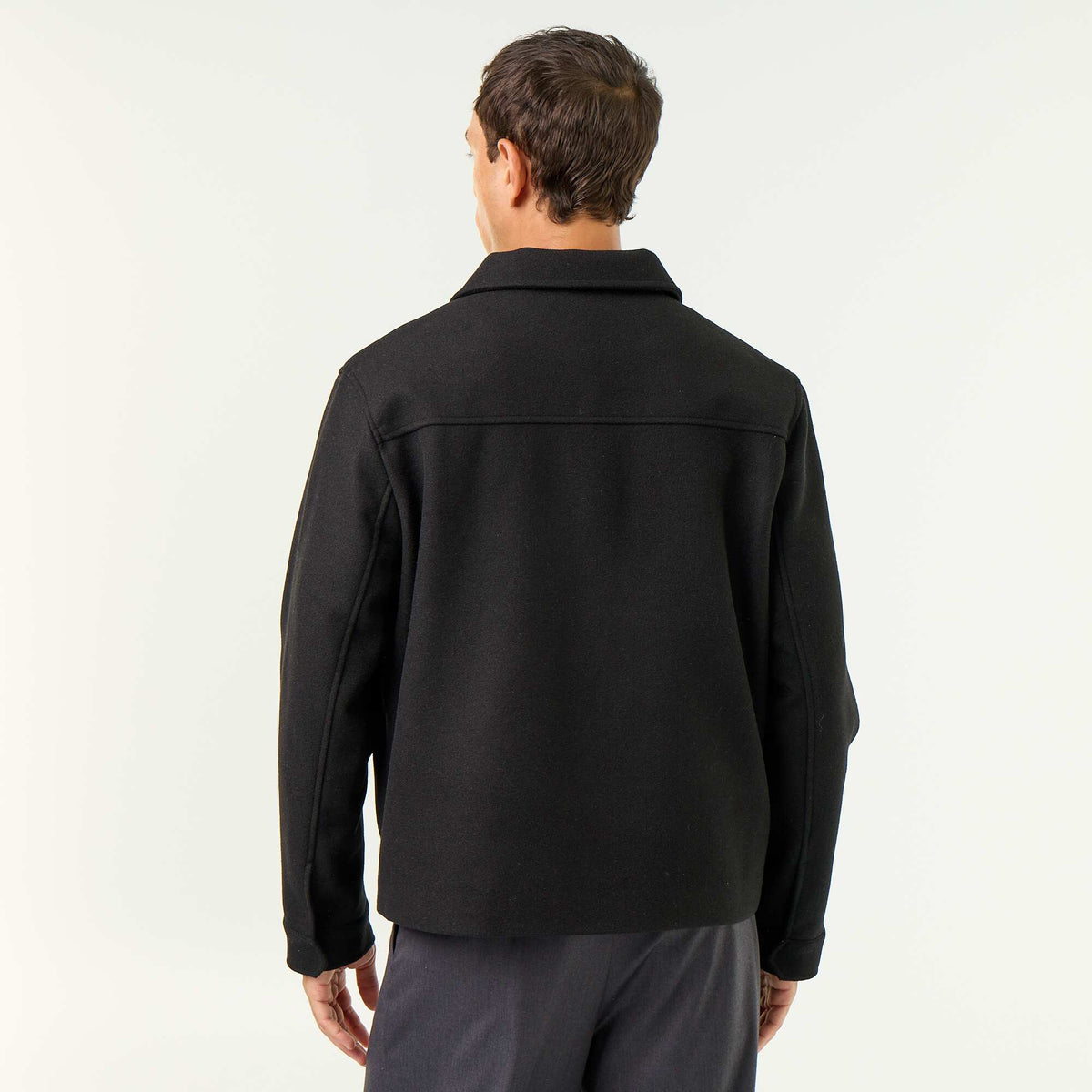 Veste imitation lainage col chemise NOIR