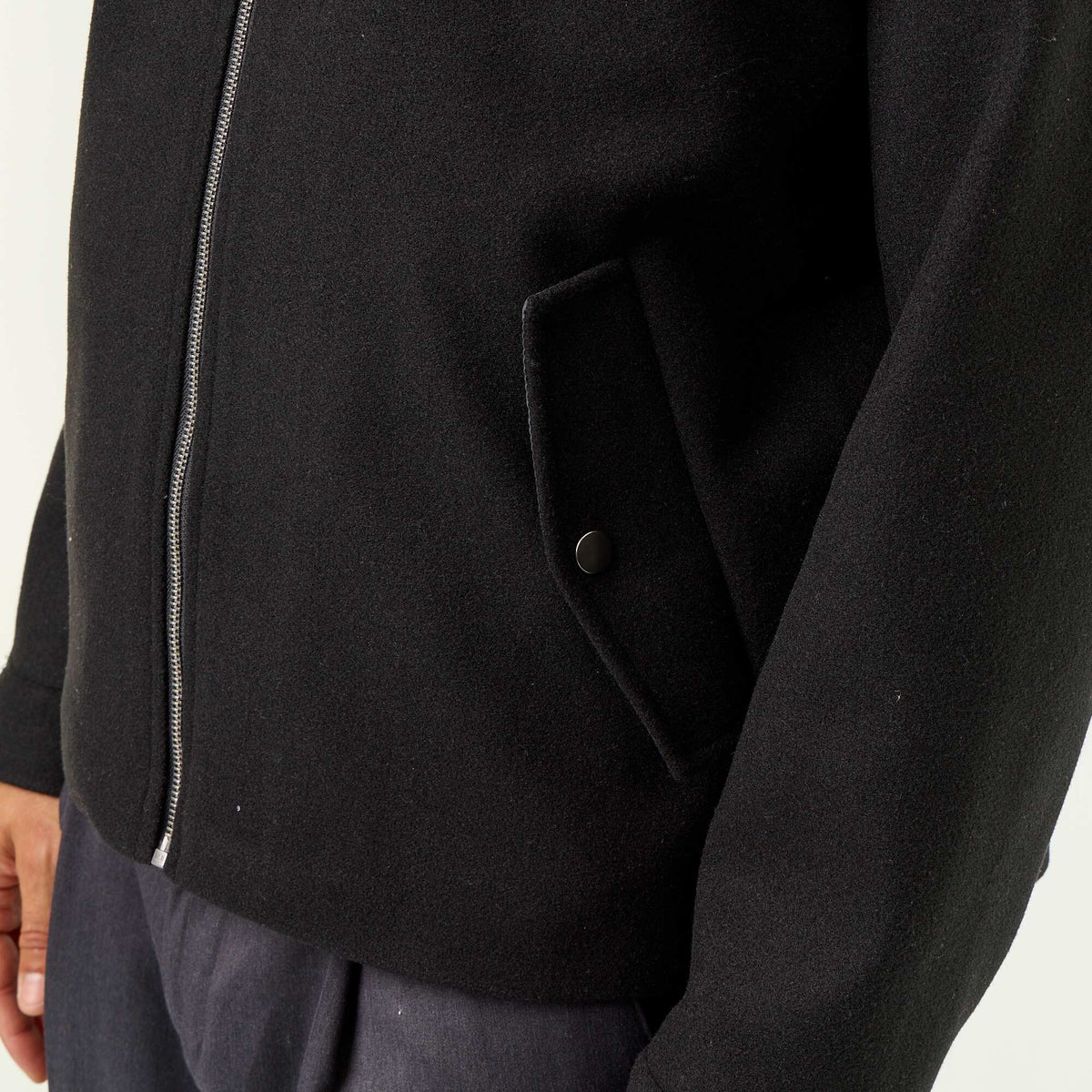 Veste imitation lainage col chemise NOIR