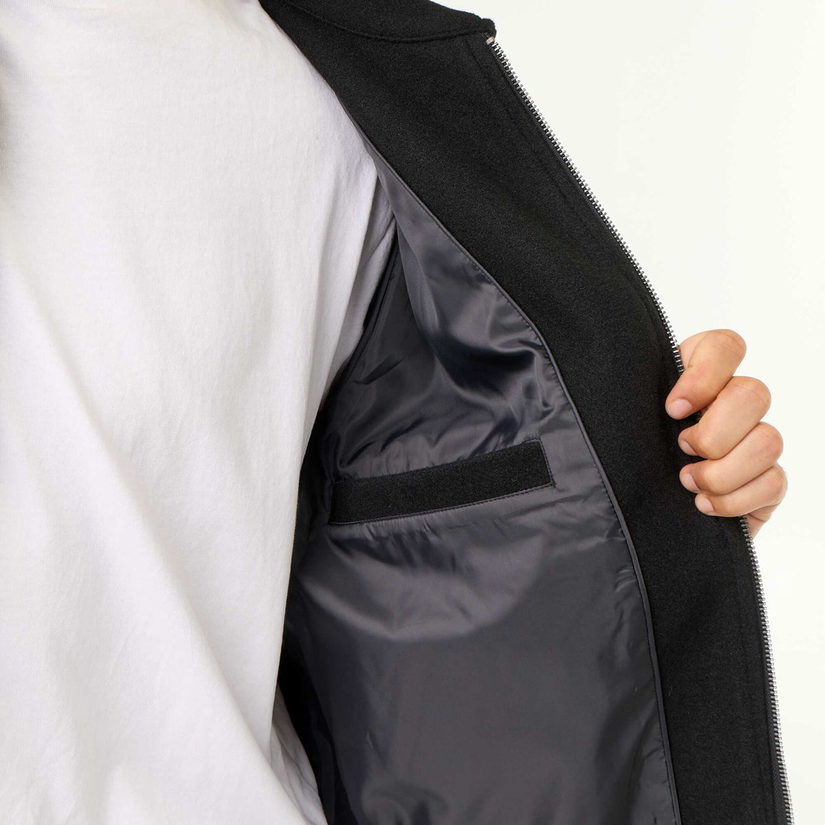 Veste imitation lainage col chemise NOIR