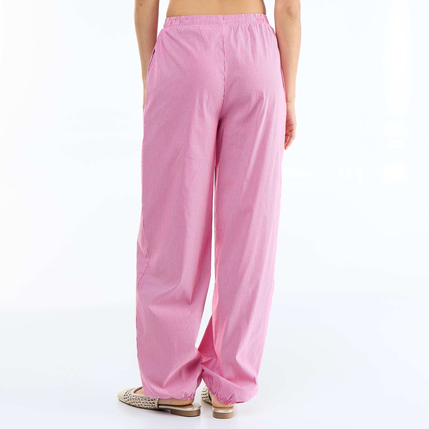 Pantalon large rayé forme balloon ROSE