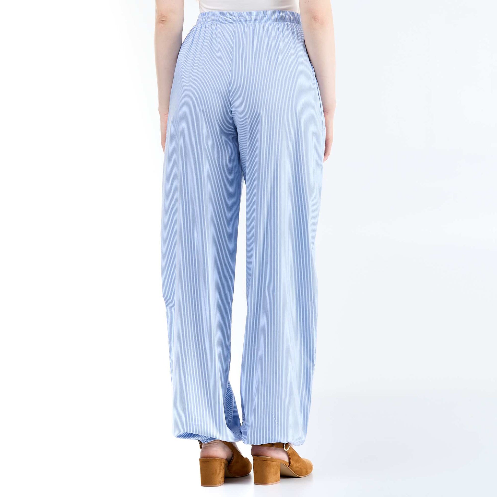 Pantalon large rayé forme balloon BLEU