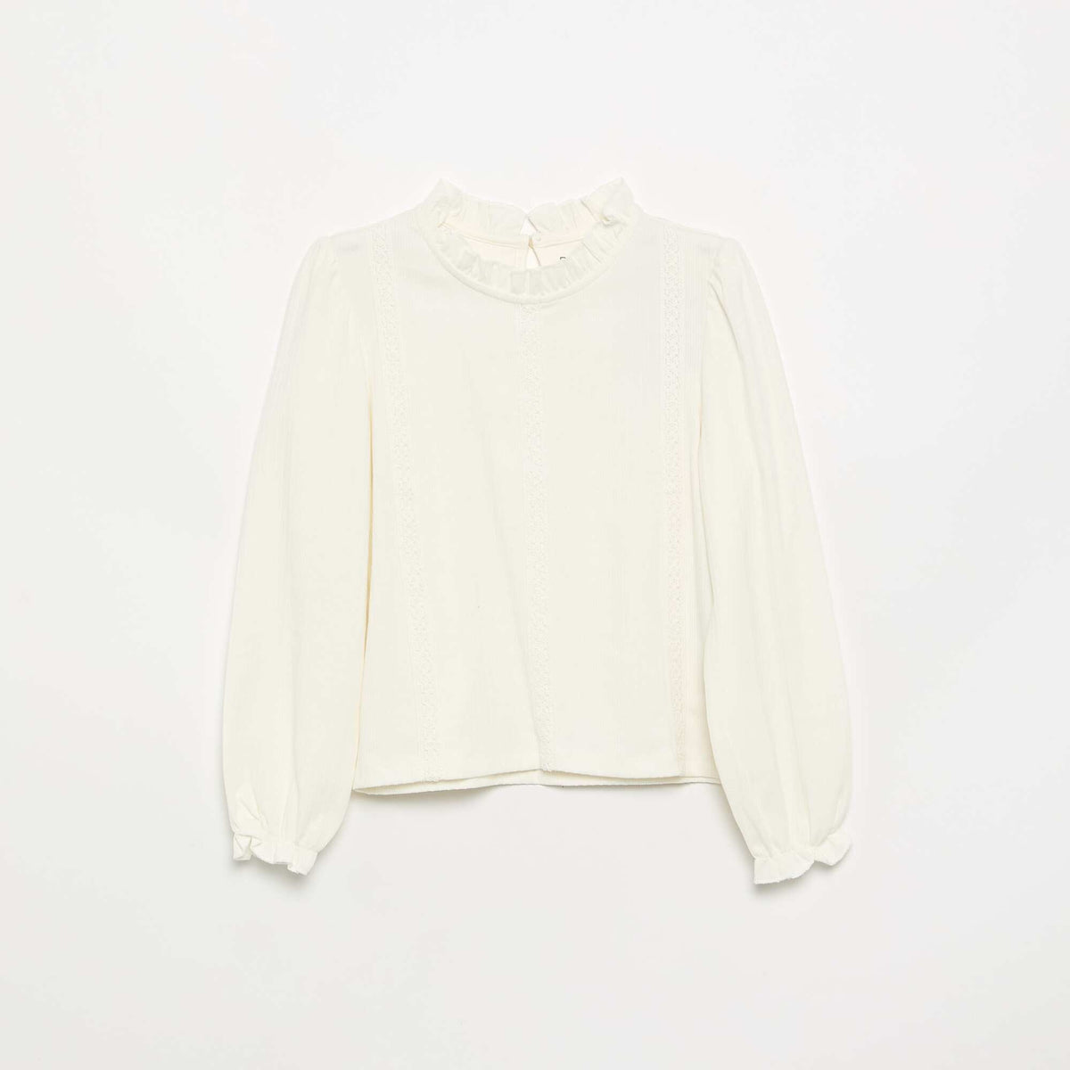 Blouse manches longues avec col volanté BEIGE