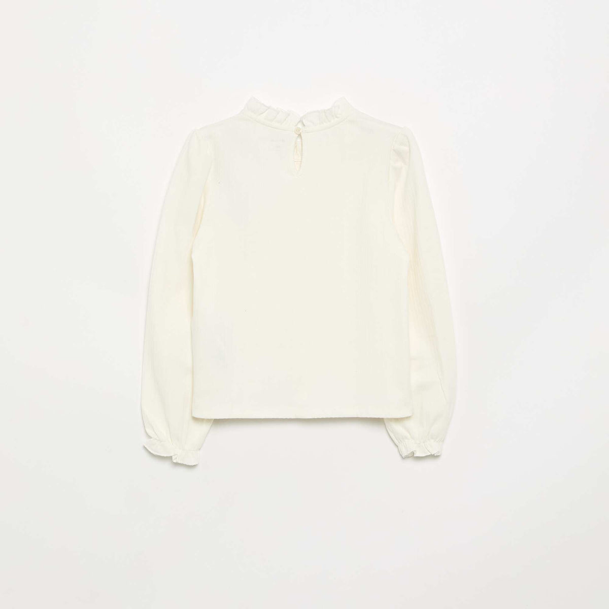 Blouse manches longues avec col volanté BEIGE