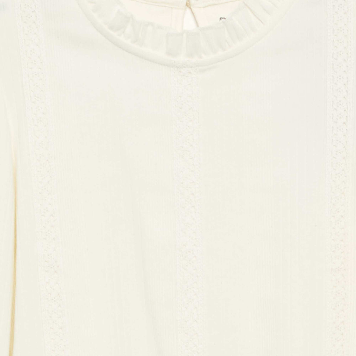Blouse manches longues avec col volanté BEIGE