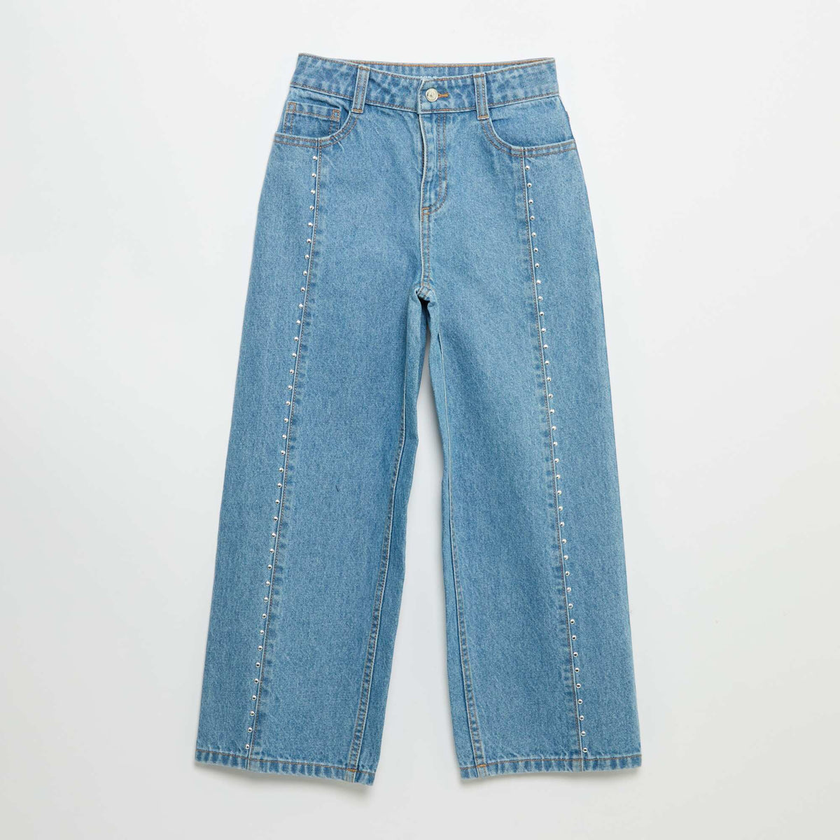 Pantalon wide leg fit / coupe large avec clous fantaisies BLEU