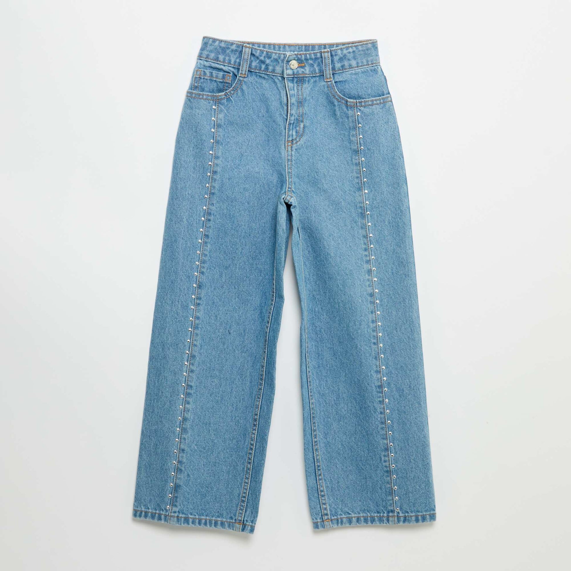 Pantalon wide leg fit / coupe large avec clous fantaisies BLEU