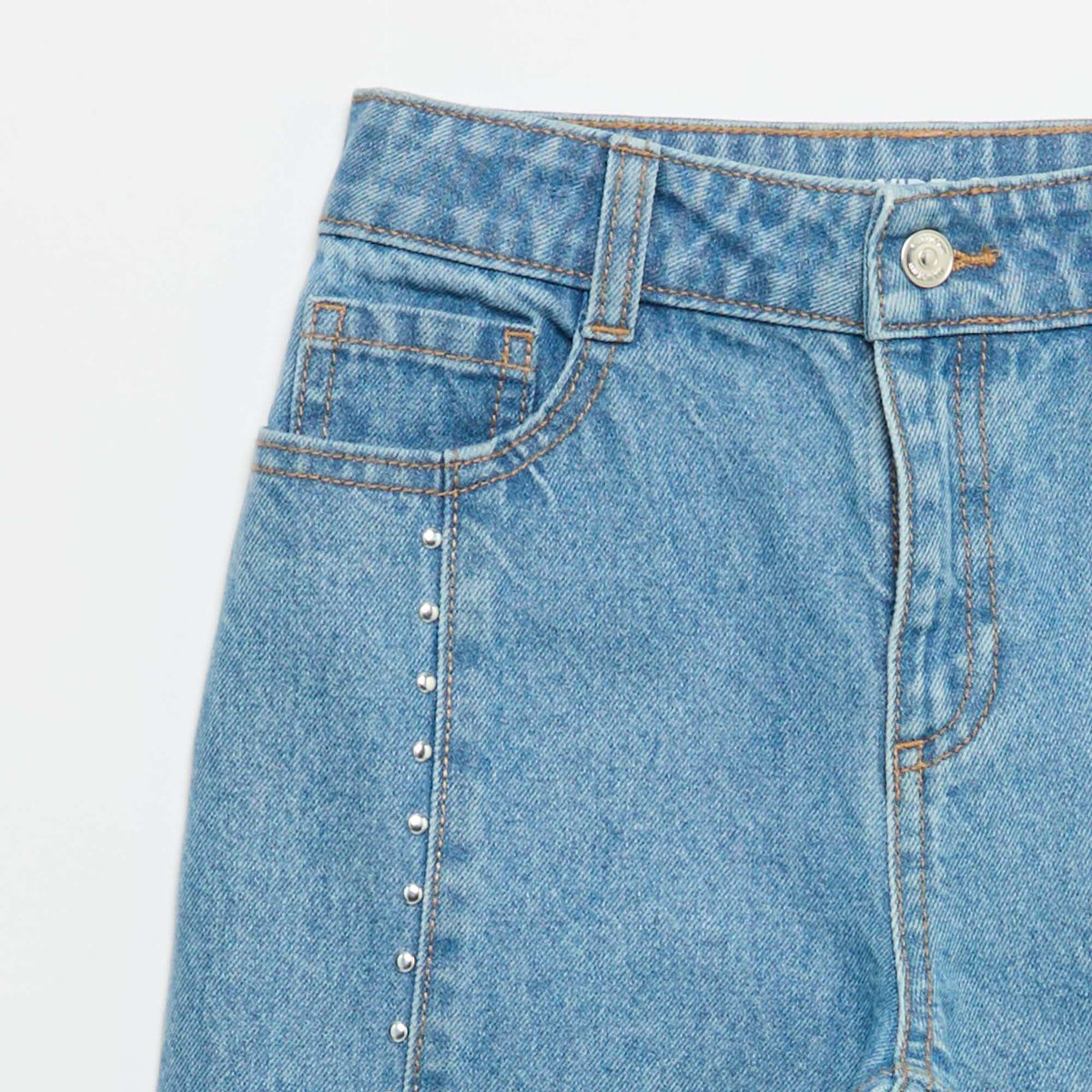 Pantalon wide leg fit / coupe large avec clous fantaisies BLEU