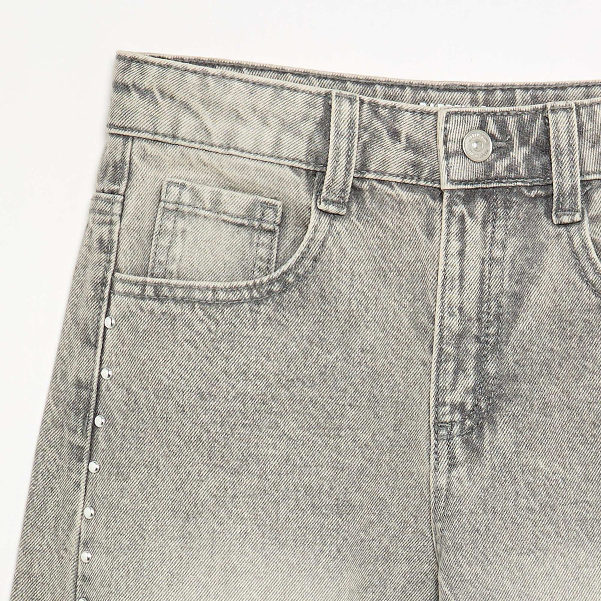 Pantalon wide leg fit / coupe large avec clous fantaisies GRIS