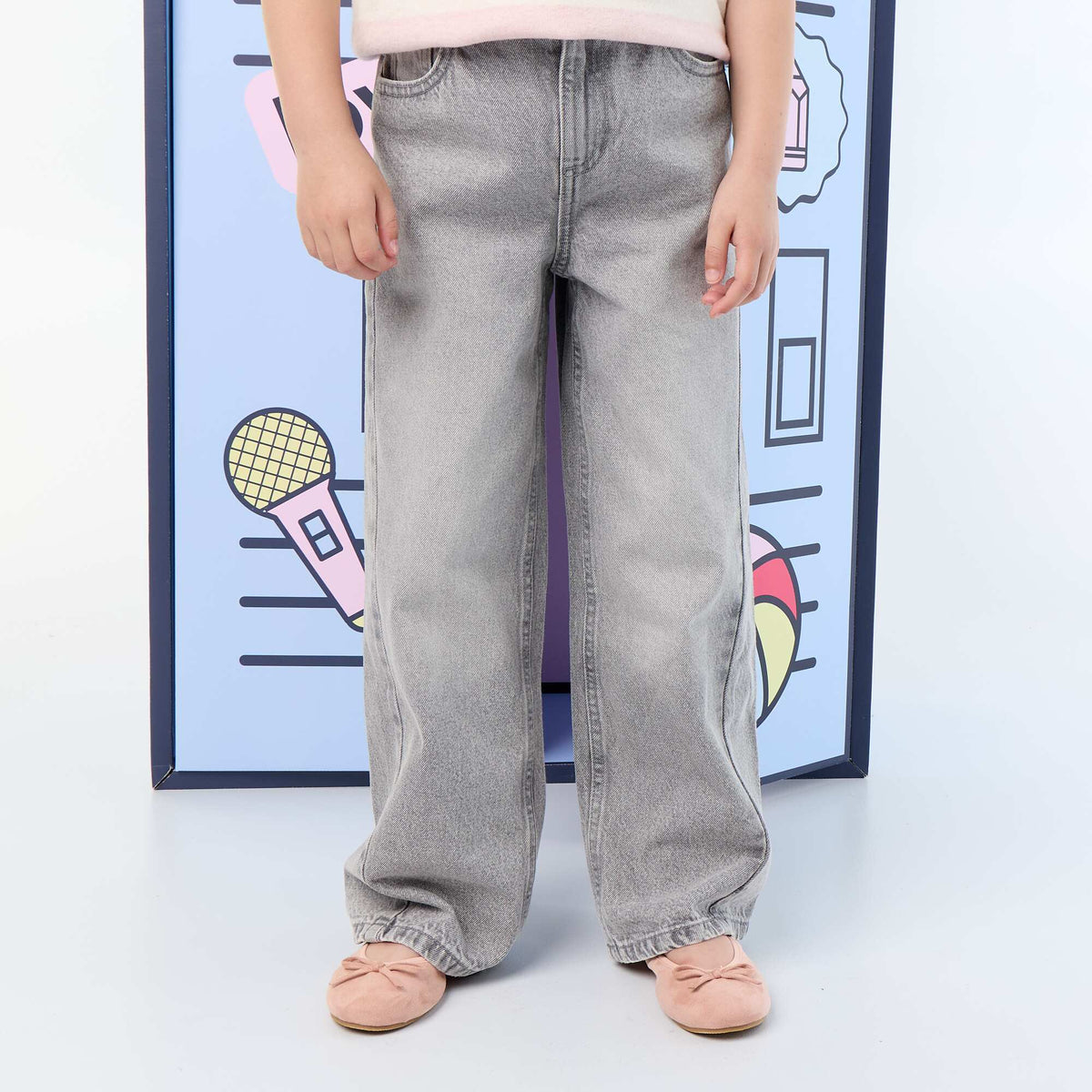 Pantalon wide leg avec broderies GRIS
