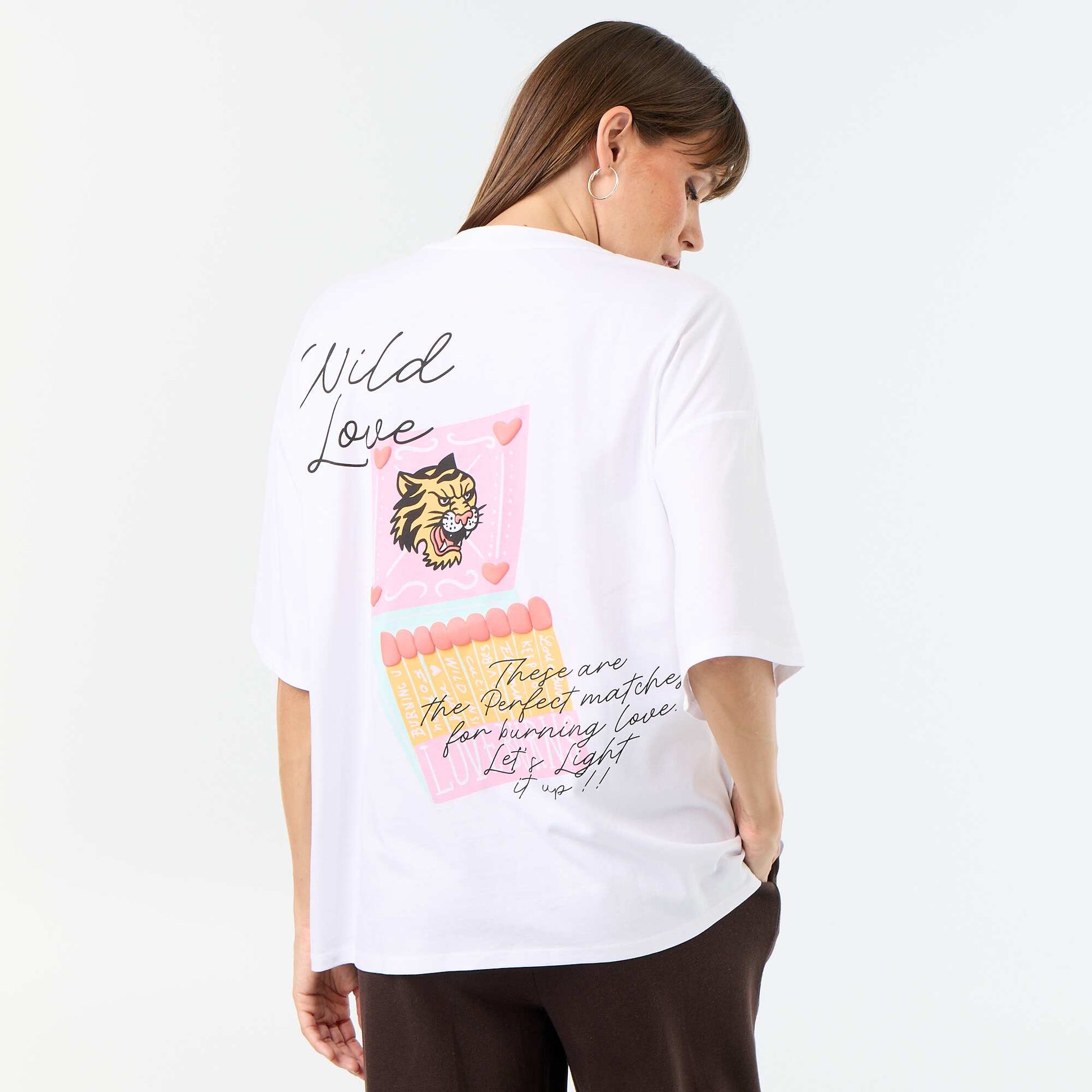 T-shirt oversize avec print au dos BLANC