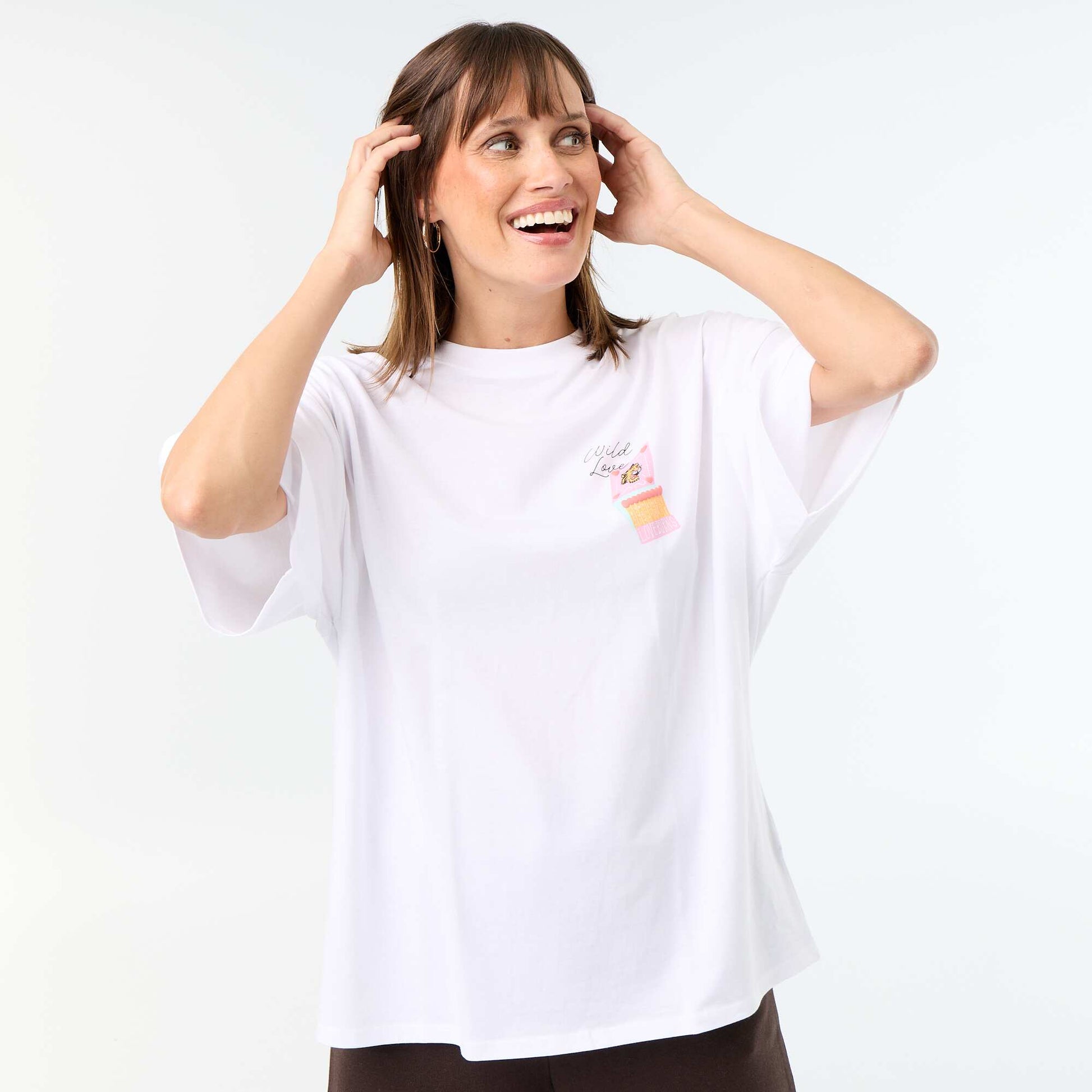 T-shirt oversize avec print au dos BLANC