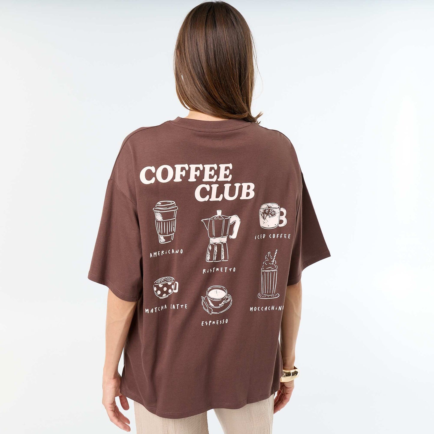 T-shirt oversize avec print au dos MARRON